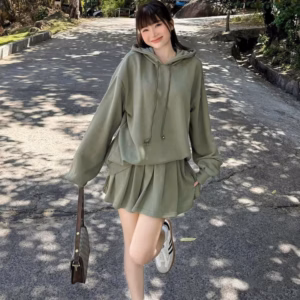 Set Áo Nỉ Có Nón Kèm Chân Váy Xếp Ly(Có Lót Quần Trong) Hb80J - Nana House