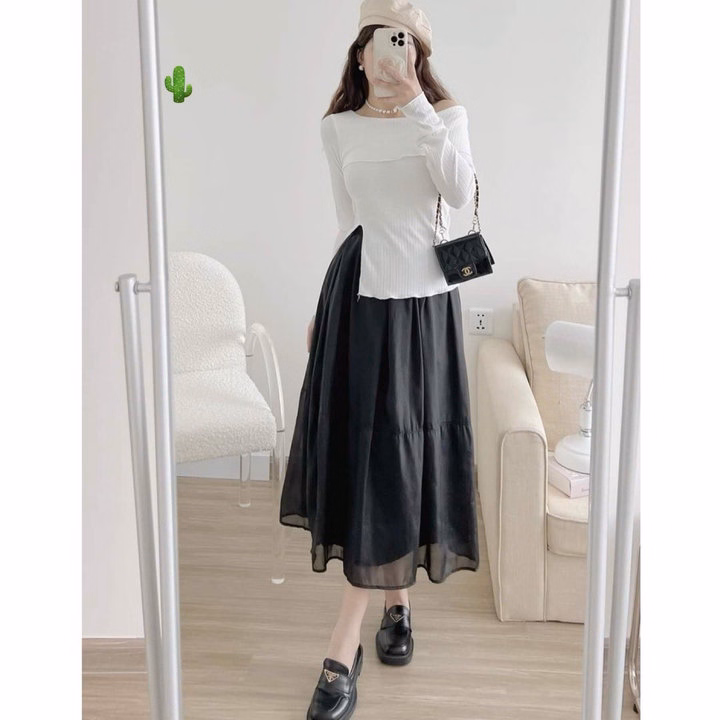 Chân Váy Voan Tơ 2 Lớp - Lê Phương Boutique - Ảnh 3