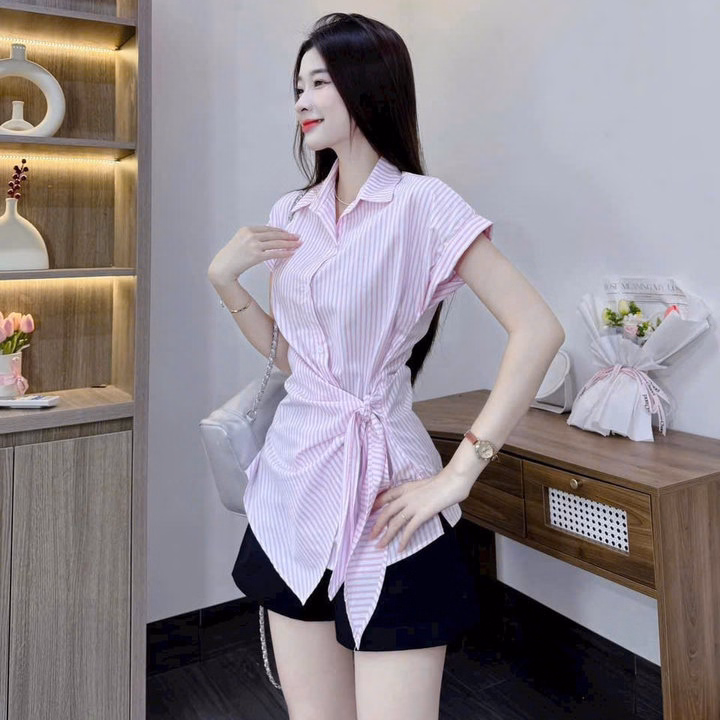 Set Áo Sọc Lụa Cổ Trụ Phối Quần Kaki Bht9095- Sam Store - Ảnh 5