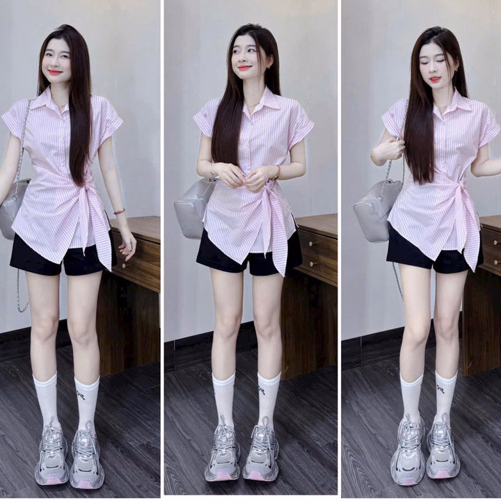 Set Áo Sọc Lụa Cổ Trụ Phối Quần Kaki Bht9095- Sam Store - Ảnh 10