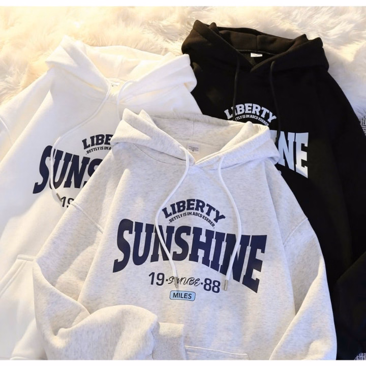 Xả Áo Hoodie Mũ 2 Lớp Form Rộng -Chữ Sunshine - Ảnh 2