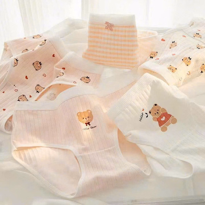 Set 5 Quần Lót Gấu Cam Dễ Thương Từ 40-60Kg Dành Cho Nữ