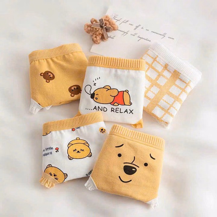 Set 5 Quần Lót Gấu Vàng Dễ Thương Từ 40-60Kg Dành Cho Nữ - Ảnh 2