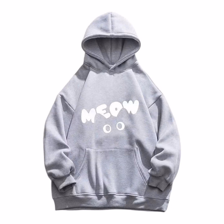 Áo Hoodie Nam Nữ Mũ Rộng In Chữ Meow Phối Túi Bụng Form Rộng Tp392 - Golden Dream - Ảnh 4