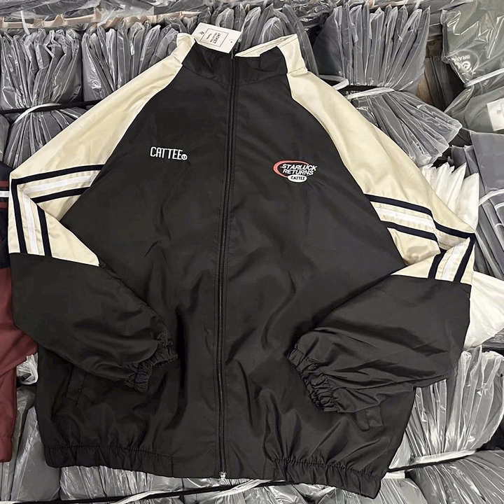Áo Khoác Dù 2 Lớp Unisex Nam Nữ Form Rộng Thêu Chữ Cattee Phối Sọc Tay Tp302 - Golden Dream - Ảnh 3