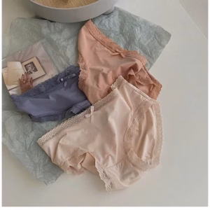 Set 3 Quần Lót Thun Lạnh Phối Nơ Viền Ren Bắt Mắt Siêu Hot Từ 40-55Kg Dành Cho Nữ