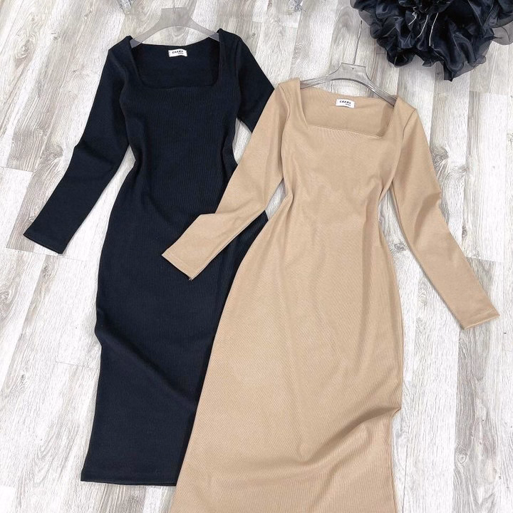 Đầm Thun Gân Body Cổ Vuông Dáng Dài Bt6868- Nana House - Ảnh 7