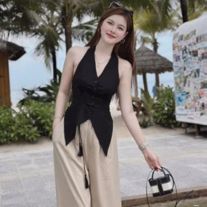 Set Bộ Quần Đũi Ống Rộng Mix Áo Hở Lưng Bh90P- Sam Store