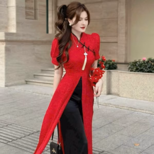 Set Áo Dài Tuyết Nhung Kèm Dây Chuông Bh120J- Sam Store