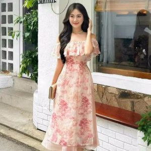 Set Áo Dài Cup Ngực Kèm Chân Váy(Có Lót) Ht105H- Nana House