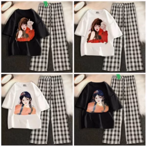 Tổng Hợp Các Sét Bộ Quần Kẻ Caro Đen+Mix Áo Phông Form Rộng