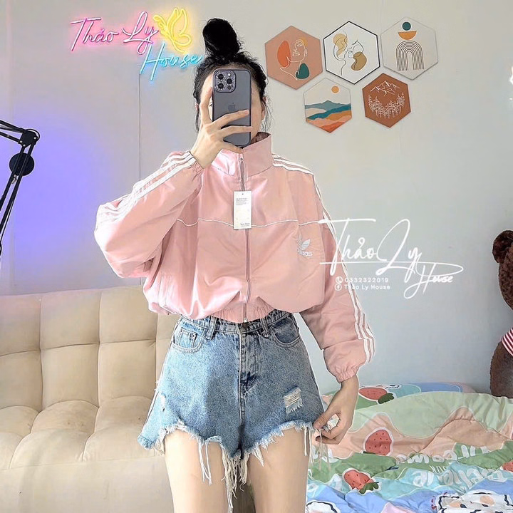 Áo Khoác Dù Nữ 2 Lớp Phối 3 Sọc Adida Siêu Hot - Htm Fashion
