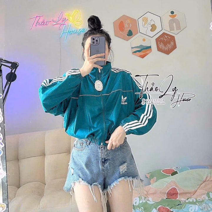 Áo Khoác Dù Nữ 2 Lớp Phối 3 Sọc Adida Siêu Hot - Htm Fashion - Ảnh 4