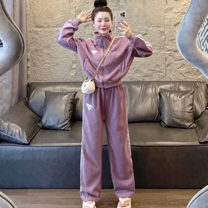 Sét Bộ Đồ Nỉ Nữ Thể Thao 3 Sọc Siêu Đẹp - Htm Fashon - Ảnh 2