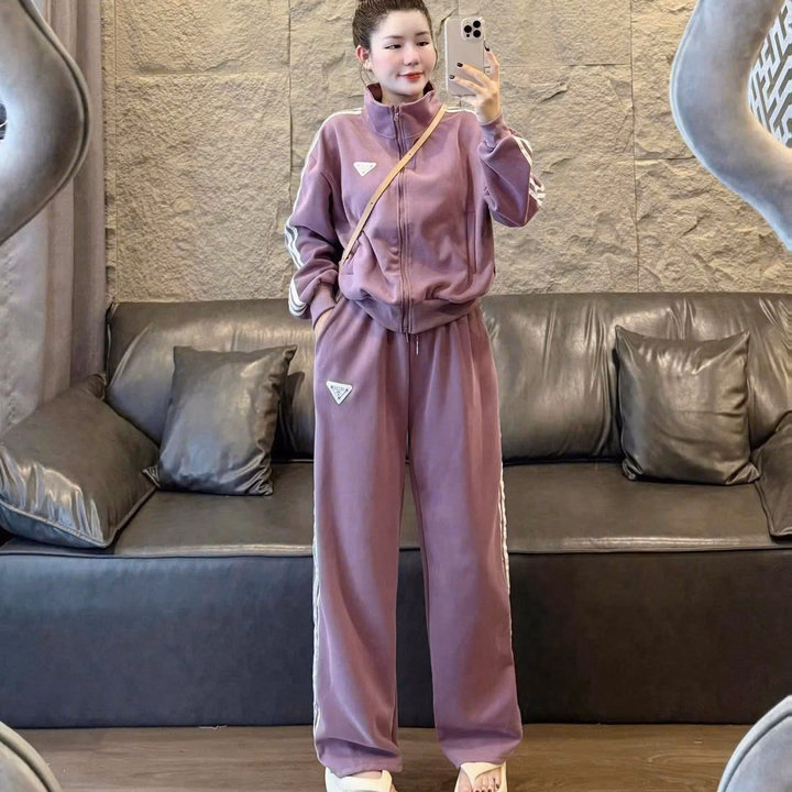 Sét Bộ Đồ Nỉ Nữ Thể Thao 3 Sọc Siêu Đẹp - Htm Fashon - Ảnh 4