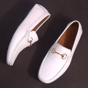 Giày Lười Nam Michilux Horse Bit Moccasin Ciehm Da Bò Thật - Màu Trắng