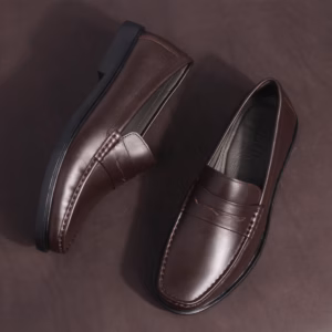 Giày Lười Nam Michilux Penny Loafer Ciepl Da Bò Thật - Màu Nâu Sẫm