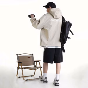 Áo Khoác Dù 2 Lớp Trượt Nước Kèm Dây Khéo Phao 2 Đầu In Chữ Outwild - Htm Fashion