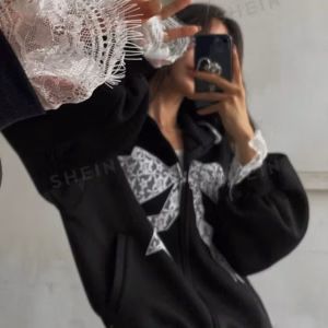 Áo Khoác Hoodie Nữ Cột Nơ Có Nón - Htm Fashion