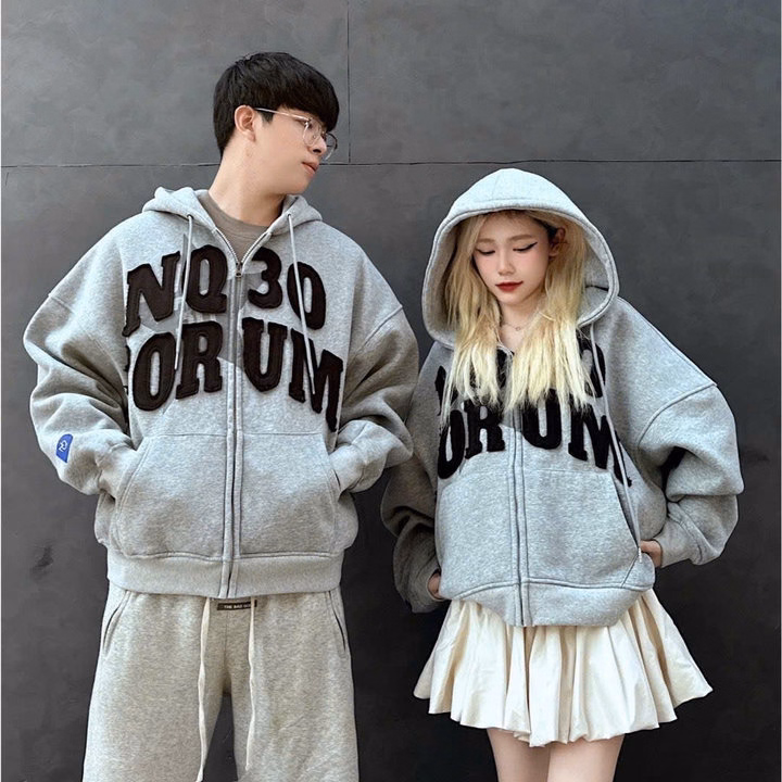 Áo Khoác Hoodie Nam Nữ Dày Dặn Tay Phồng Nón 2 Lớp In Nq30 - Htm Fashion - Ảnh 3