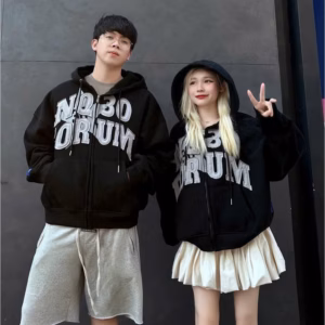 Áo Khoác Hoodie Nam Nữ Dày Dặn Tay Phồng Nón 2 Lớp In Nq30 - Htm Fashion