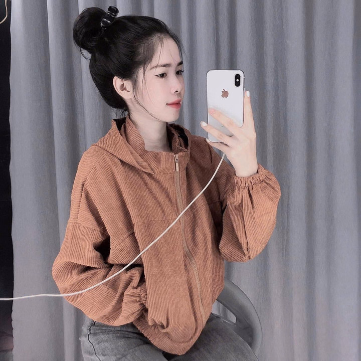 Áo Khoác Nhung 1 Lớp Dáng Ôm Có Nón Chống Nắng ( Trơn) - Htm Fahison - Ảnh 5