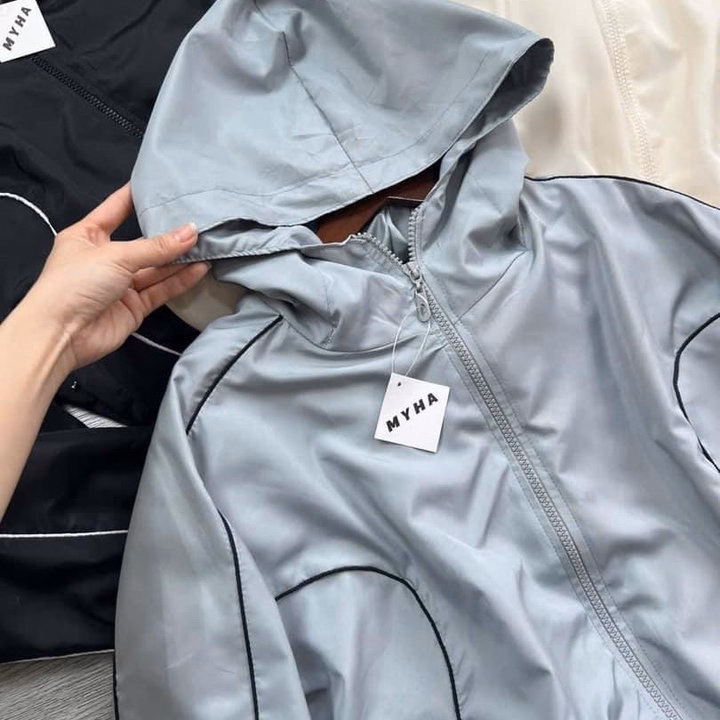 Áo Khoác Nam Nữ Dù Dơi 2 Lớp Có Nón 1 Sọc Chống Nắng - Htm Fashion - Ảnh 5