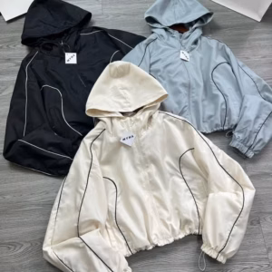 Áo Khoác Nam Nữ Dù Dơi 2 Lớp Có Nón 1 Sọc Chống Nắng - Htm Fashion