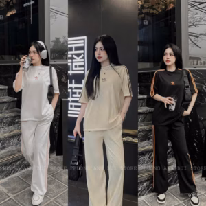 Sét Bộ Đồ Thun Tăm Lạnh Co Giãn Tay Ngắn 3 Sọc - Htm Fashion