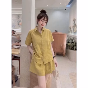 Set Bộ Đùi Sơ Mi Đũi Linen Siêu Dễ Thương Mềm Mát Không Nhăn Gs - Be Yourself