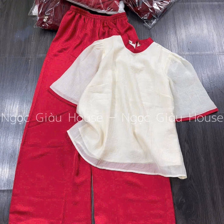 Set Áo Tơ 2 Lớp Phối Quần Tuyết Nhung 2 Lớp Có Túi S10- Nana House - Ảnh 6