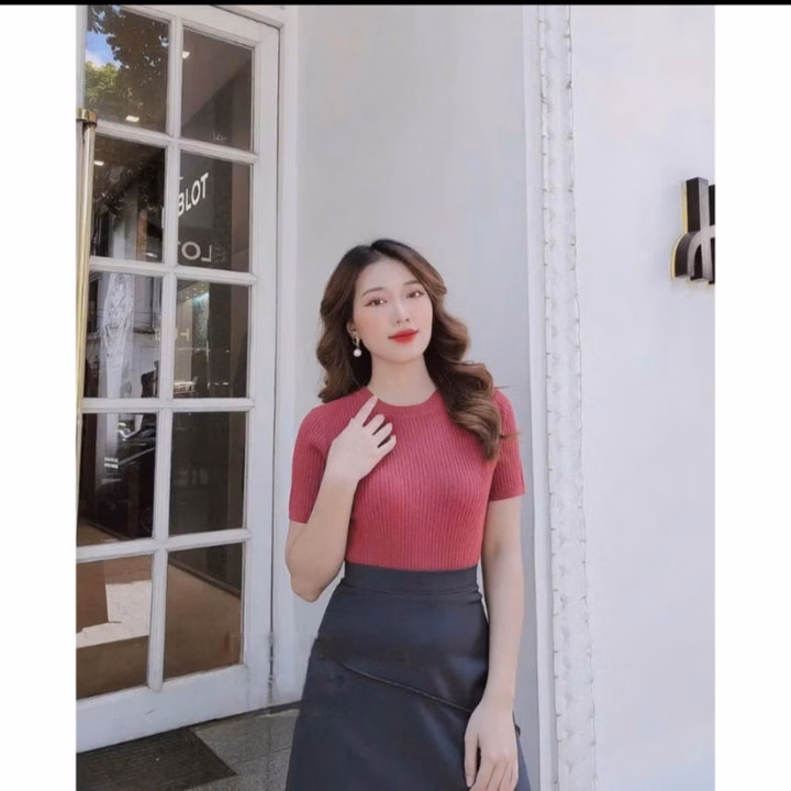 Áo Len Cộc Tay Cổ Tròn - Chipxinhxk - Ảnh 5