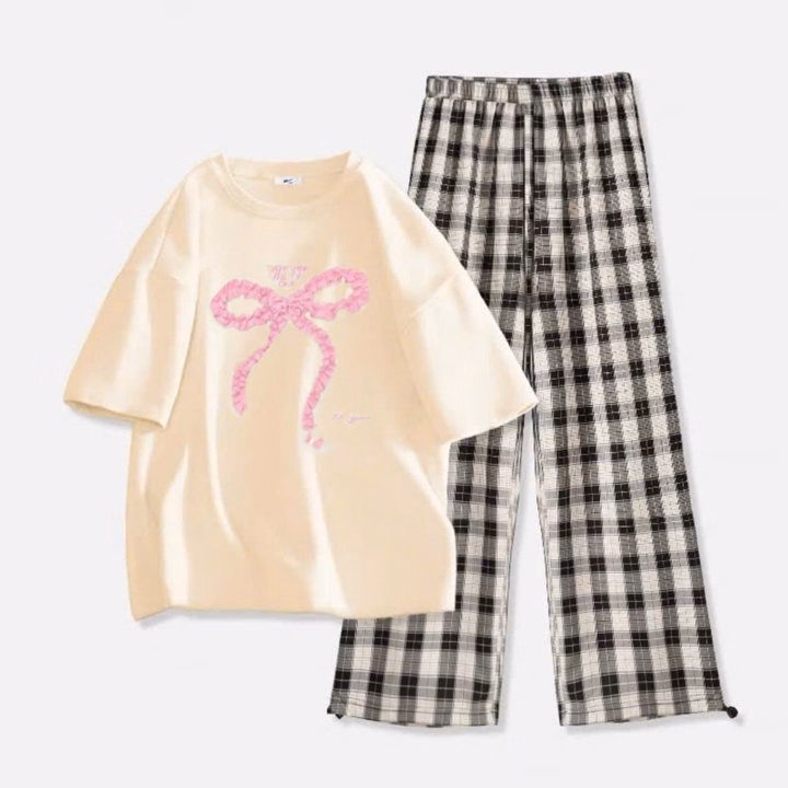 Sét Bộ Quần Kẻ Caro Form Rộng + Mix Áo Phông Form Rộng - Ảnh 8