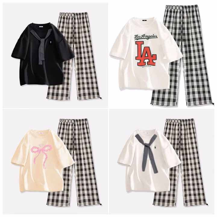 Sét Bộ Quần Kẻ Caro Form Rộng + Mix Áo Phông Form Rộng - Ảnh 11