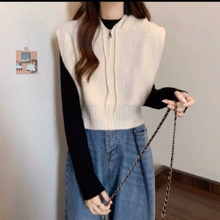 Áo Ba Lỗ Len Có Mũ- Chipxinhxk - Ảnh 6