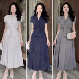 Set Áo Phối Chân Váy Dài Kèm Cà Vạt Bh105S- Sam Store