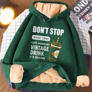 Xả Lô Hoodie Nỉ Ngoại Mũ 2 Lớp Chữ Dont Stop Xanh Lá