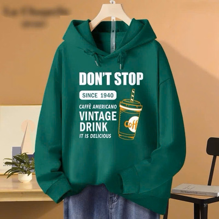 Xả Lô Hoodie Nỉ Ngoại Mũ 2 Lớp Chữ Dont Stop Xanh Lá - Ảnh 4