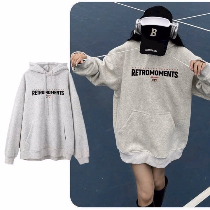 Áo Hoodie Unisex Nam Nữ In Nổi Chữ Retro Không Bong Tróc Tay Phồng From Rộng Tp65 - Golden Dream