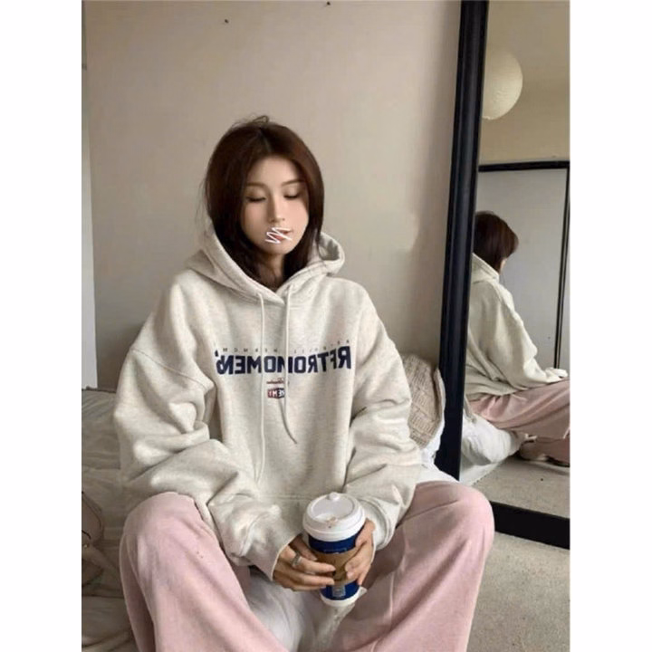 Áo Hoodie Unisex Nam Nữ In Nổi Chữ Retro Không Bong Tróc Tay Phồng From Rộng Tp65 - Golden Dream - Ảnh 6