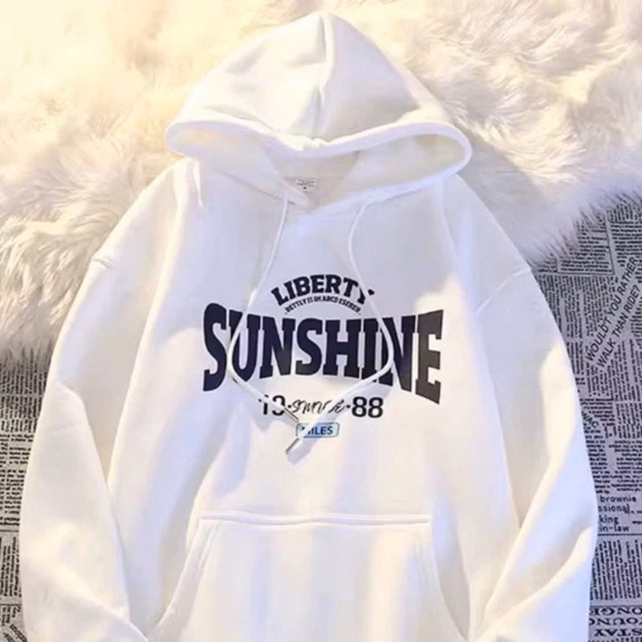 Xả Lô Áo Hoodie Mũ 2 Lớp Form Rộng Chữ Sunshine - Ảnh 3
