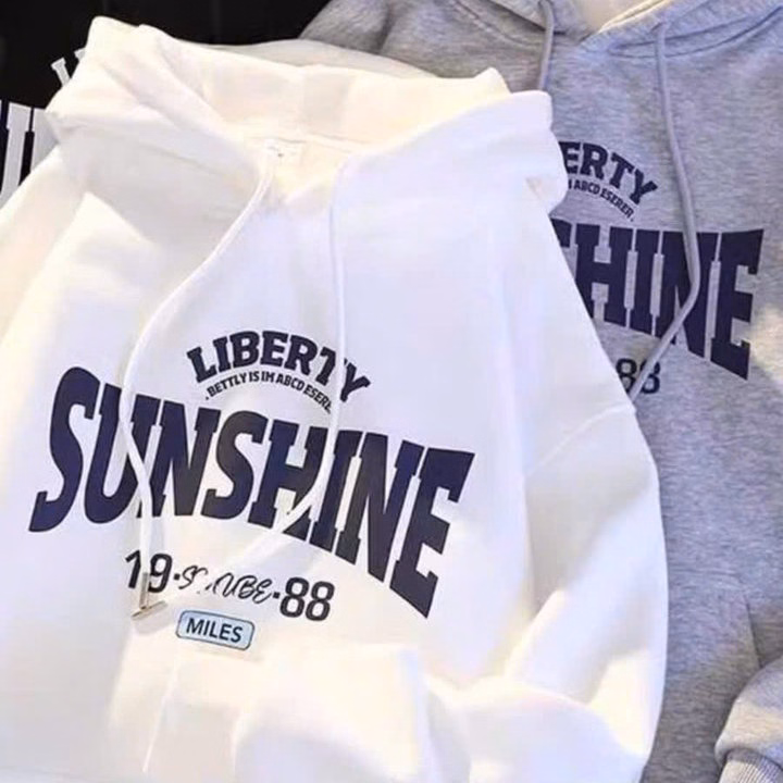 Xả Lô Áo Hoodie Mũ 2 Lớp Form Rộng Chữ Sunshine - Ảnh 2
