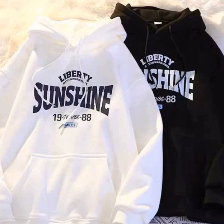 Xả Lô Áo Hoodie Mũ 2 Lớp Form Rộng Chữ Sunshine