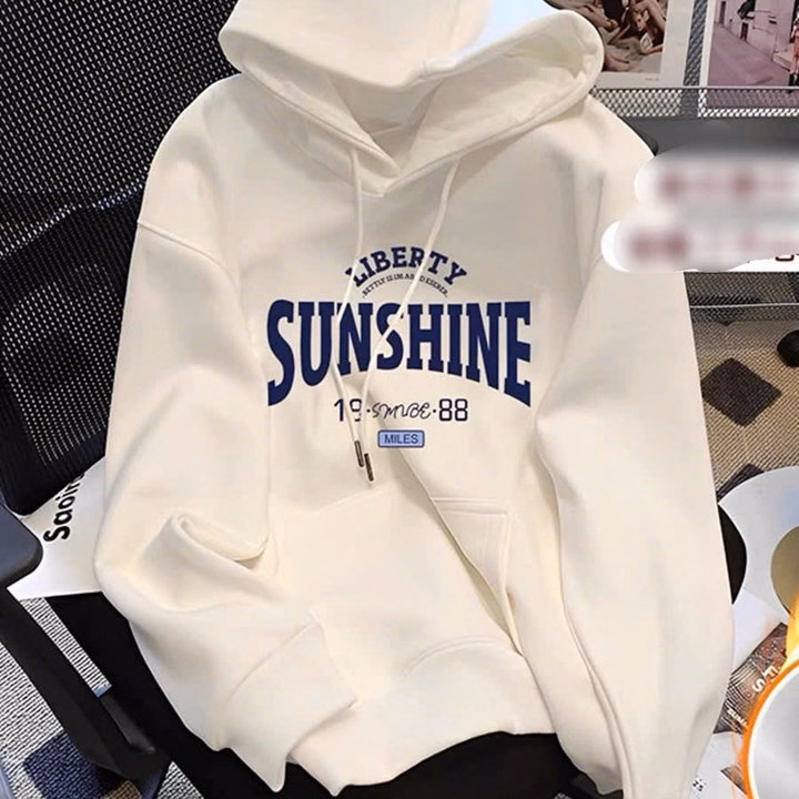 Xả Lô Áo Hoodie Mũ 2 Lớp Form Rộng Chữ Sunshine - Ảnh 4
