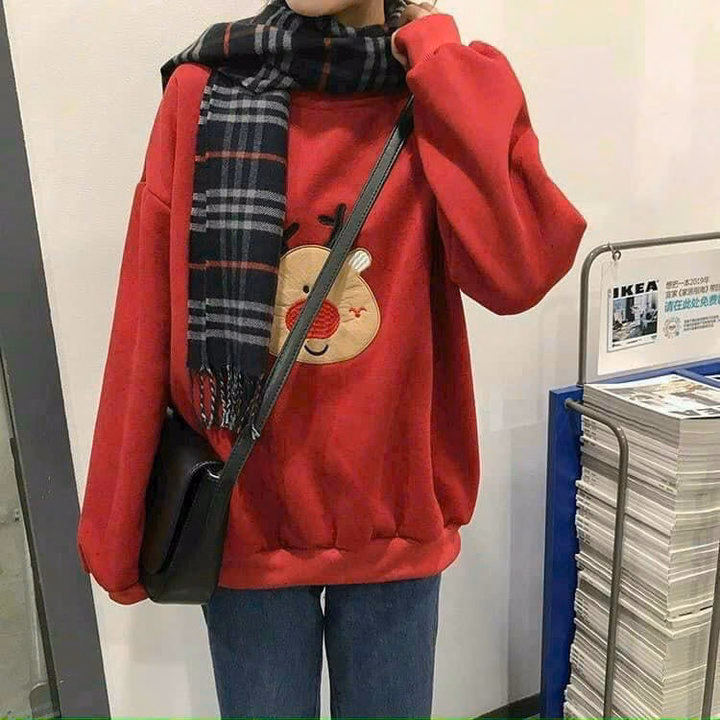 Áo Sweater Vải Nỉ Ngoại Form Rộng In Hình Chú Tuần Lộc Siêu Xinh Tp68 - Golden Dream - Ảnh 3