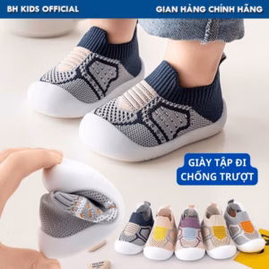 Giày Bún Tập Đi Cho Bé Từ 6-24 Tháng, Họa Tiết Nhiều Màu, Đế Chống Trơn Trượt, Co Giãn, Thoáng Khí Ch173 - Bh Kids