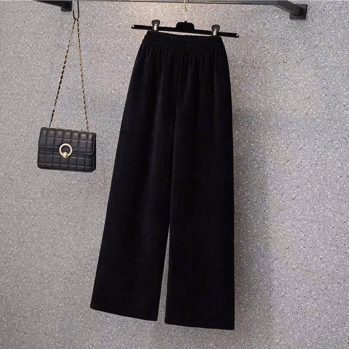 Set Bộ Nữ Quần Rộng Đen Hack Dáng + Mix Áo Phông Tăm Hàn Chữ Spoiled Dáng Ngắn Mùa Hè - Ảnh 4