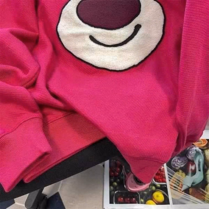 Sét Bộ Thu Đông Quần Ống Rộng + Mix Kèm Áo Sweater Gấu Dâu Hồng Có 2 Tai Cute - Ảnh 3