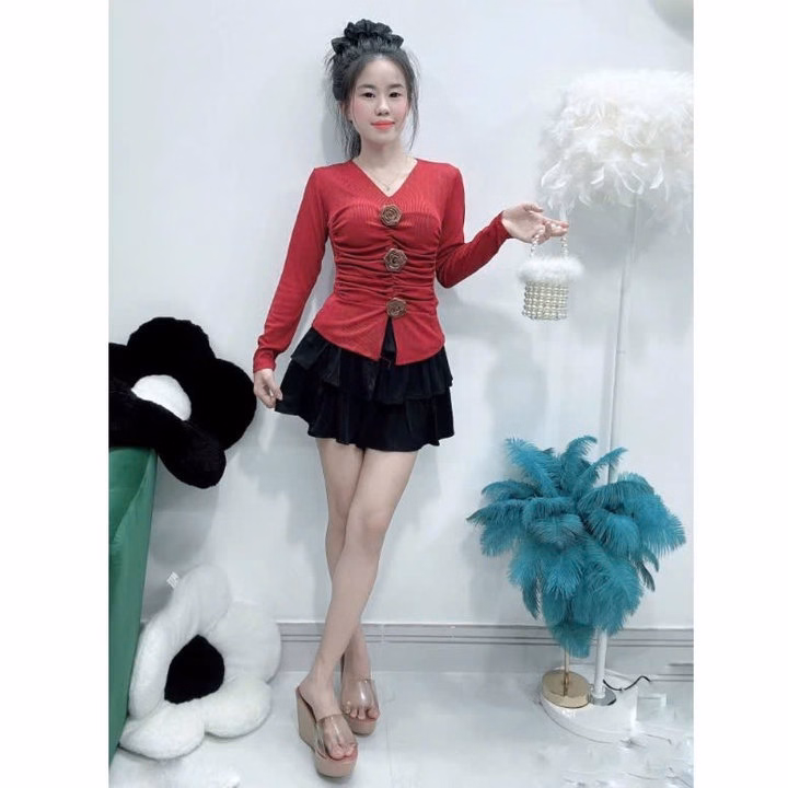 Áo Thun Tay Dài Đính 3 Bông Thời Trang Siêu Xinh Gk - Be Yourself - Ảnh 5