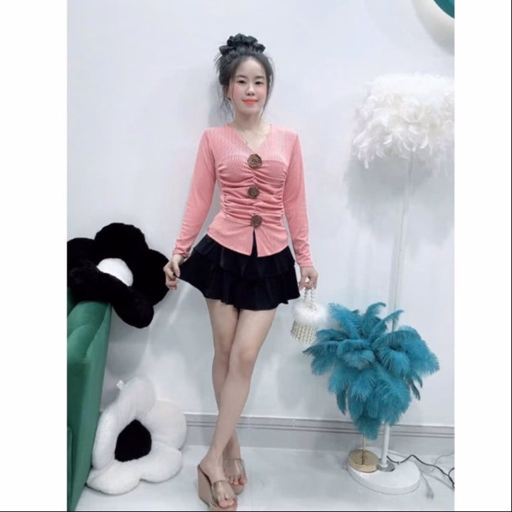 Áo Thun Tay Dài Đính 3 Bông Thời Trang Siêu Xinh Gk - Be Yourself - Ảnh 6